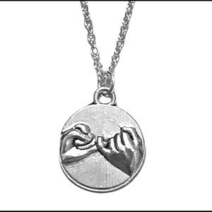 Silver Pinky Promise Medallion Pendant Necklace